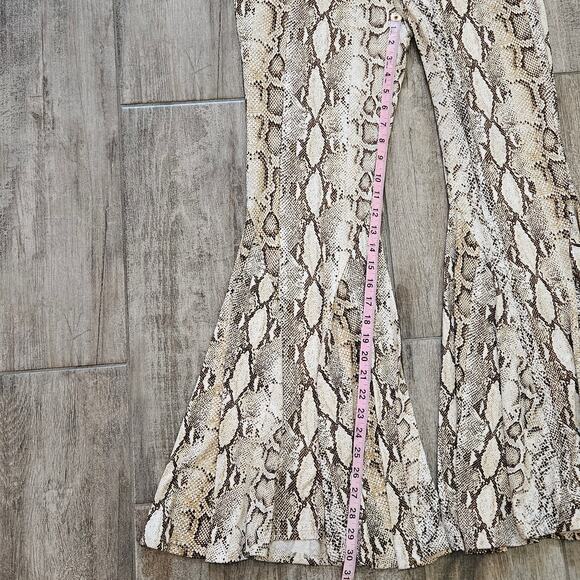 Savanna Jane Pants Womens L Snake Print Flared Knit Stretch High Waist Boho Y2K - Picture 7 of 12
